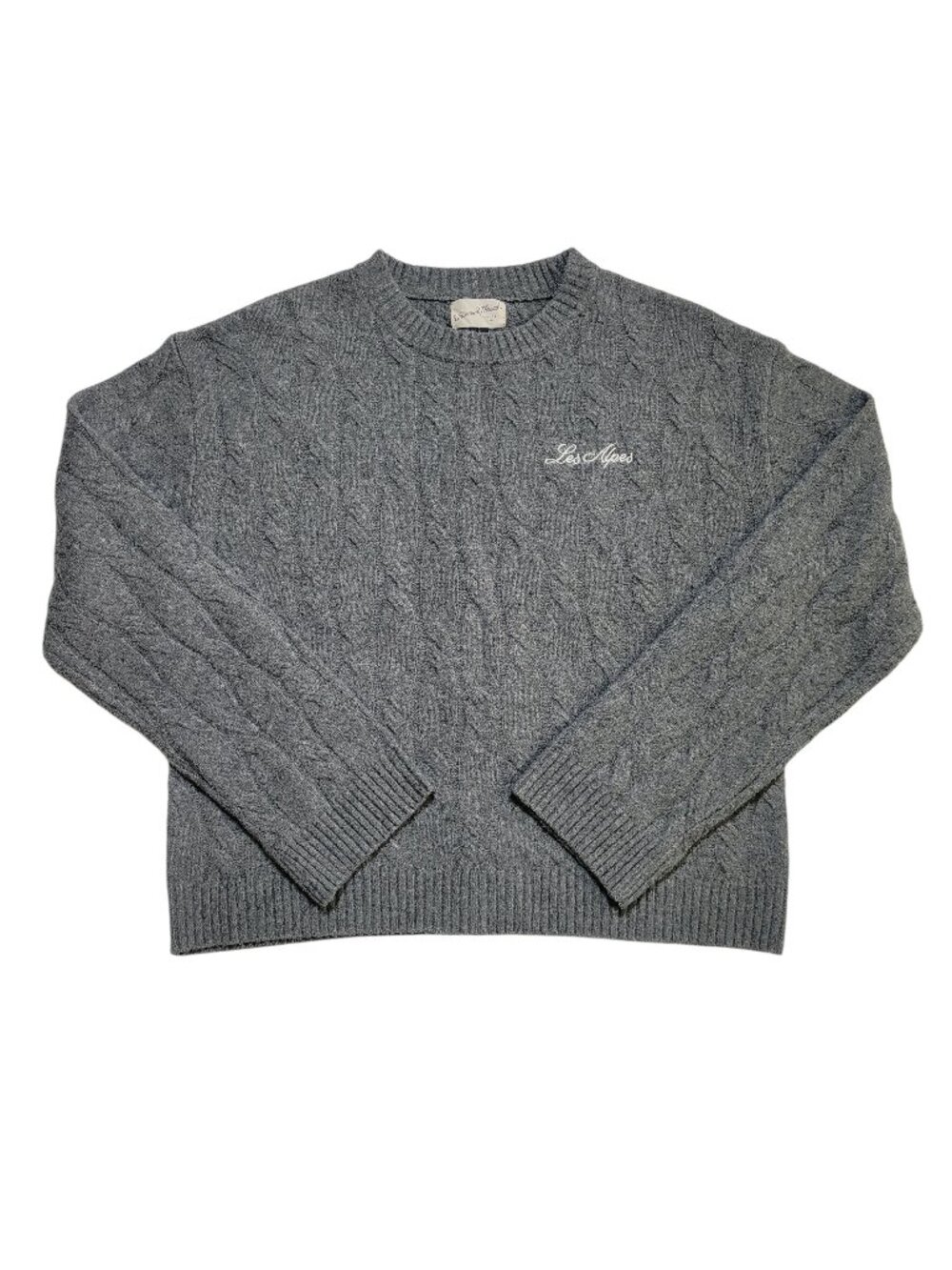 Universal Thread Gray Cable Knit Crewneck Alpine Sweater Les Alpes Small